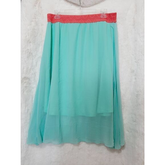 Lularoe pink green flowing sz large skirt - Picture 1 of 4